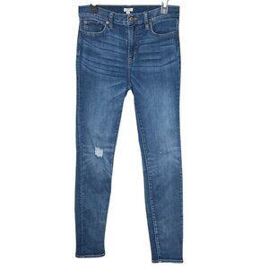 J.Crew 29 Dark‎ Wash High Rise Slimming Tummy Distressed Stretch Skinny Jeans